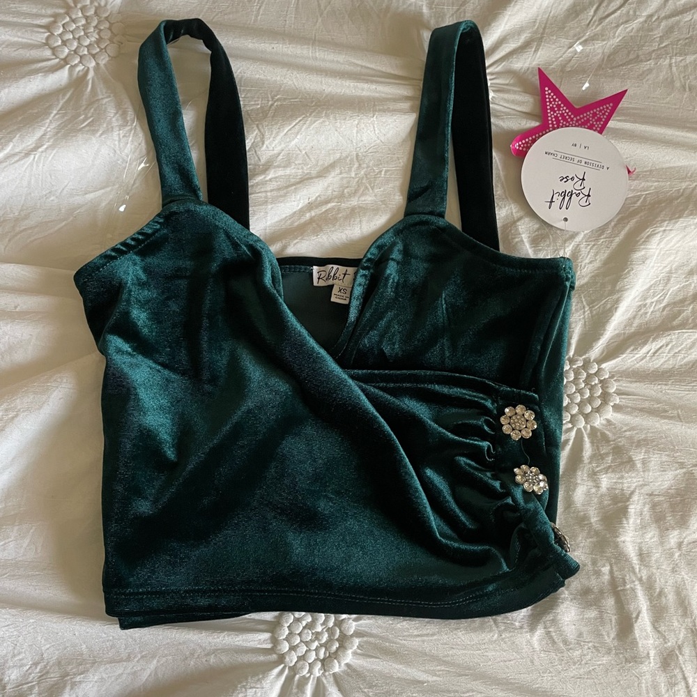 Brand new green velvet top size small new with tags